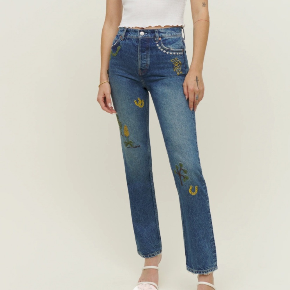 New with tags, never worn, reformation, western style, straight jeans!